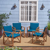 Outdoor Acacia Wood Club Chairs with Cushions - NH556703