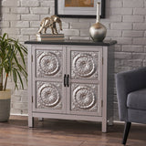 Finished Firwood Cabinet with Faux Wood Overlay and Accented Top - NH362303