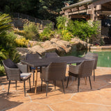Outdoor 7Pc Multibrown Wicker Dining Set w/ Water Resistant Cushions - NH070103