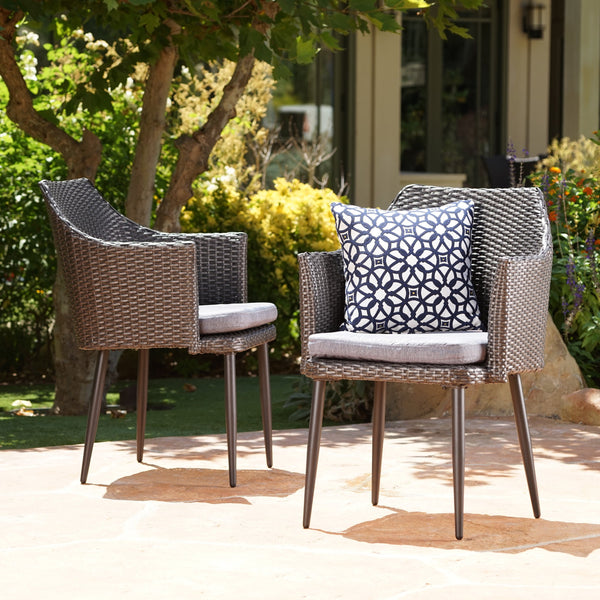 Outdoor Wicker Dining Chairs with Water Resistant Cushion (Set of 2) - NH625103