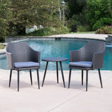 Outdoor 3 Piece Wicker Chat Set with Water Resistant Cushions - NH425103