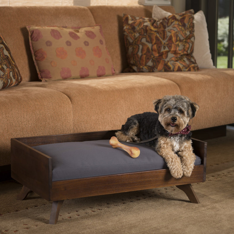 Mid-Century Wood Frame Cushioned Dog Bed - NH542203
