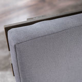 Indoor Minimalist V Shaped 4 Piece Grey Finished Acacia Wood Sectional Sofa Set with Grey Cushions - NH906203