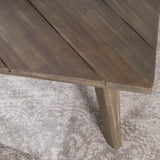Indoor Minimalist V Shaped 4 Piece Grey Finished Acacia Wood Sectional Sofa Set with Grey Cushions - NH906203