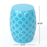 Outdoor Modern Floral Lace-Cut Metal Accent Side Table - NH065103