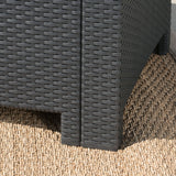 Outdoor 4 Piece Charcoal Faux Wicker Rattan Style Chat Set - NH126203