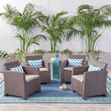 Outdoor Wicker Print Club Chairs with Water Resistant Cushions - NH061403