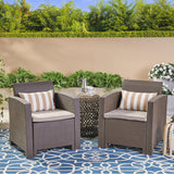 Outdoor Wicker Print Club Chairs with Water Resistant Cushions - NH061403