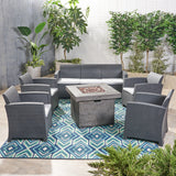 Outdoor 7-Seater Chat Set with Fire Pit - NH898503