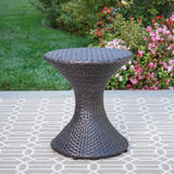 Outdoor 16-inch Multi-brown Wicker Hourglass Side Table - NH184103