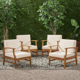 Outdoor Teak Finished Acacia Wood Club Chairs with Water Resistant Cushion - NH222203