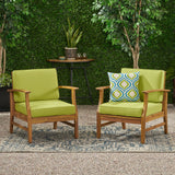Outdoor Teak Finished Acacia Wood Club Chairs with Water Resistant Cushion - NH222203