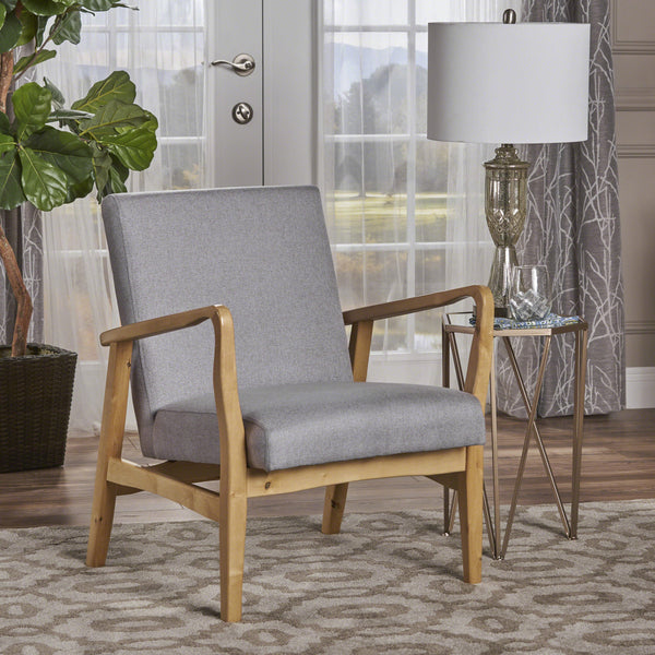 Mid-Century Modern Wood Frame Fabric Armchair - NH440003