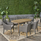 Outdoor 7-Piece Acacia Wood Dining Set - NH270603