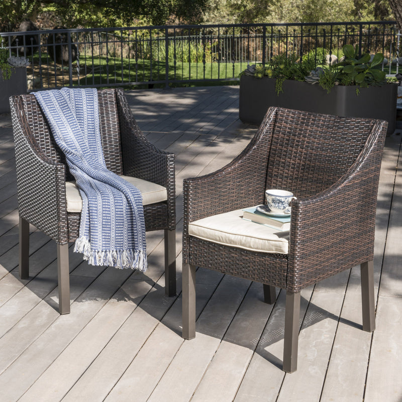 Outdoor Wicker Dining Chairs with Water Resistant Cushions (Set of 2) - NH523203