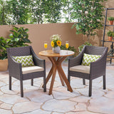 Outdoor 3 Piece Acacia Wood and Wicker Bistro Set - NH930503