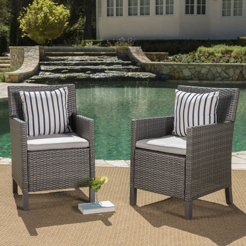 Outdoor Wicker Dining Chairs with Water Resistant Cushions (Set of 2) - NH433203