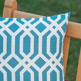 Outdoor Dark Teal Arabesque Patterned Water Resistant Square Pillow - NH440303