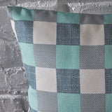 Indoor Blue and White Plaid Water Resistant Square Throw Pillow - NH188203