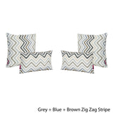 Outdoor Zig Zag Striped Water Resistant Tasseled Square and Rectangular Throw Pillows (Set of 4) - NH870303