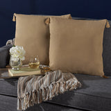 Traditional Square Fabric Throw Pillow with Tassel Accents - NH767203