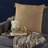 Traditional Square Fabric Throw Pillow with Tassel Accents - NH767203