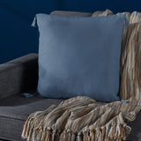 Traditional Square Fabric Throw Pillow with Tassel Accents - NH767203