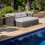 Outdoor Aluminum Framed Wicker Sofa with Water Resistant Canopy - NH091203