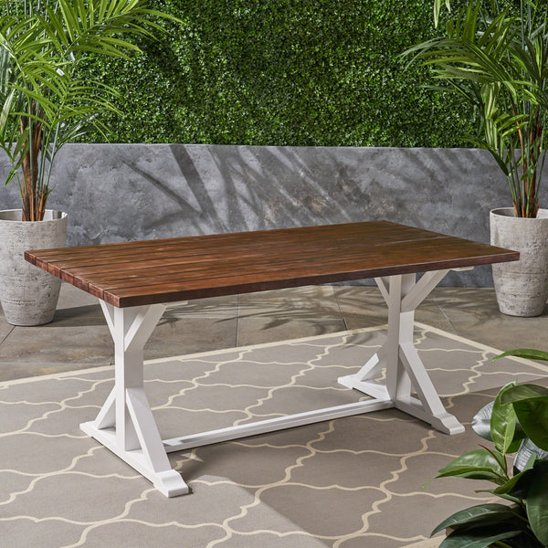 Outdoor Rustic Farmhouse Acacia Wood Dining Table - NH809603