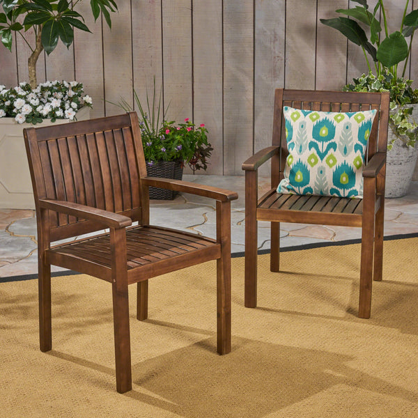 Outdoor Acacia Wood Dining Chairs (Set of 2) - NH109503