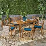 Outdoor 7 Piece Acacia Wood Dining Set - NH937503