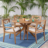 Outdoor 5 Piece Acacia Wood Dining Set - NH477503