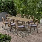 Outdoor 8 Seater Expandable Acacia Wood Dining Set - NH786903