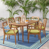 Outdoor 7 Piece Acacia Wood Dining Set - NH449503