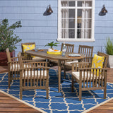 Acacia Patio Dining Set, 6-Seater, 71" Oval Table with Straight Legs - NH922703