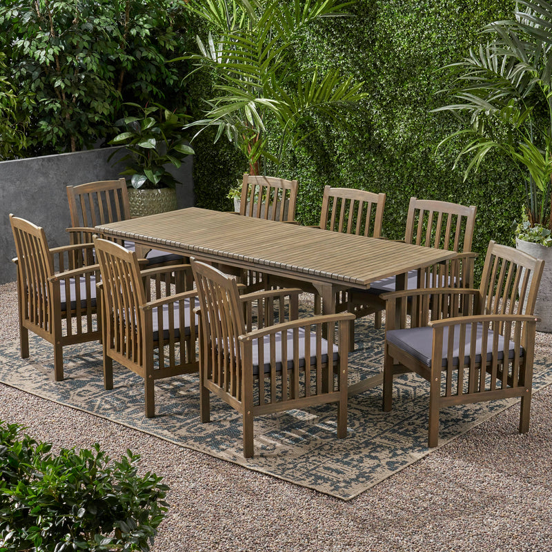 Outdoor 8 Seater Expandable Acacia Wood Dining Set - NH486903
