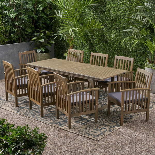Outdoor 8 Seater Expandable Acacia Wood Dining Set - NH486903