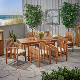 Outdoor 6 Seater Expandable Acacia Wood Dining Set - NH086903