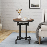 Industrial Faux Wood End Table, Dark Brown - NH084403