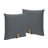 Mid Century 20" Square Fabric Pillow with Faux Leather Strap (Set of 2) - NH983503