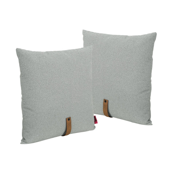 Mid Century 20" Square Fabric Pillow with Faux Leather Strap (Set of 2) - NH983503