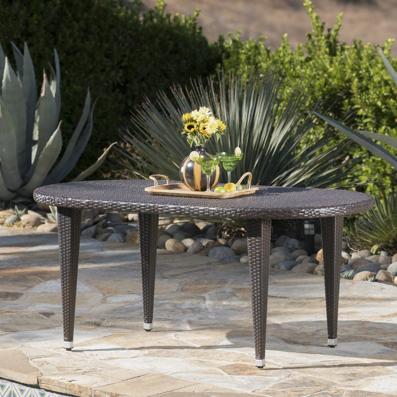 Outdoor 69 Inch Wicker Oval Dining Table - NH336203