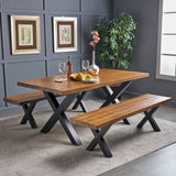 Farmhouse 4 Seater Benches & Table Picnic Dining Set - NH128303