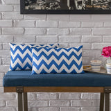 Indoor Zig Zag Striped Water Resistant Rectangular Throw Pillow - NH548203