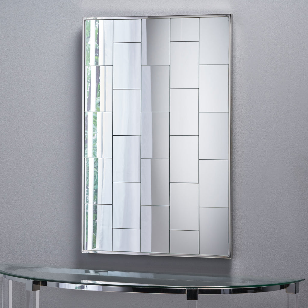 Glam Rectangular Brick Patterned Reflective Wall Mirror - NH457303 ...