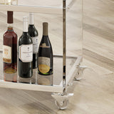 Acrylic Bar Trolley with Glass Shelves, Clear - NH079403