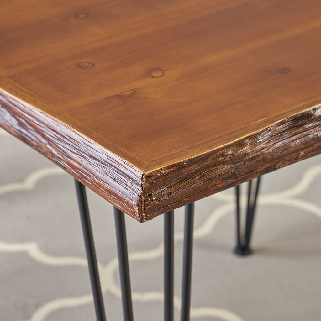 Industrial Faux Live Edge Square Dining Table, Natural - NH318403 ...