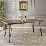 Industrial Faux Live Edge Rectangular Dining Table, Natural - NH418403