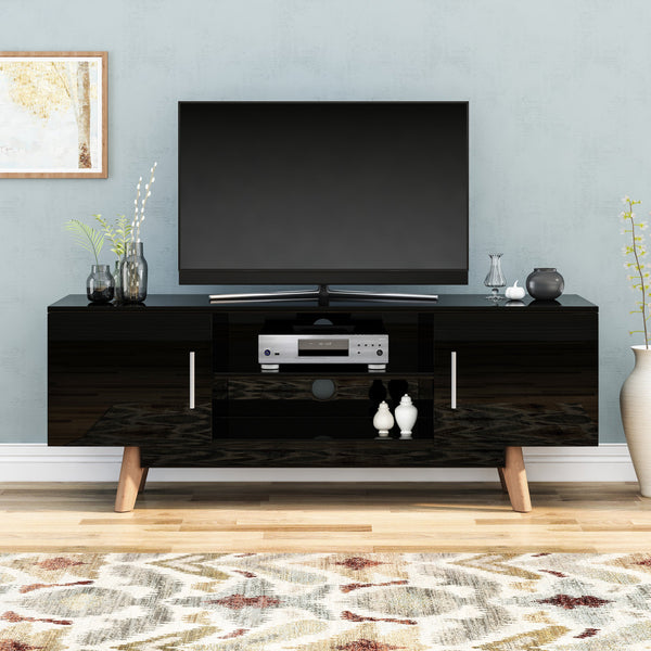 Mid Century Modern 2 Cabinets & Shelves TV Stand - NH376903