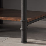 Industrial Faux Wood End Tables (Set of 2), Teak - NH252503